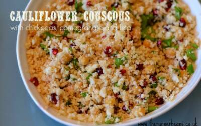 Cauliflower Couscous with Chickpeas, Pomegranate and Feta