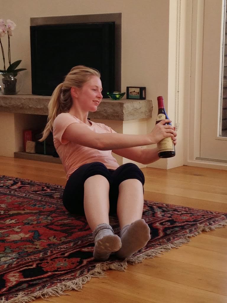 Using a Wine Bottle for Ab Workout