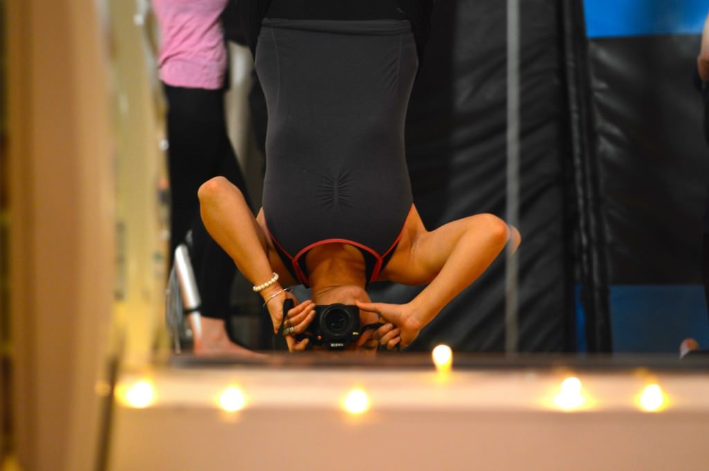 hanging upside down Classpass aerial yoga